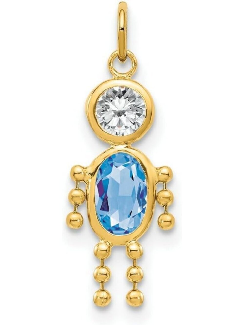 10K/14K Yellow Gold Birthstone Charm Pendant for Kids - Perfect for Any Month